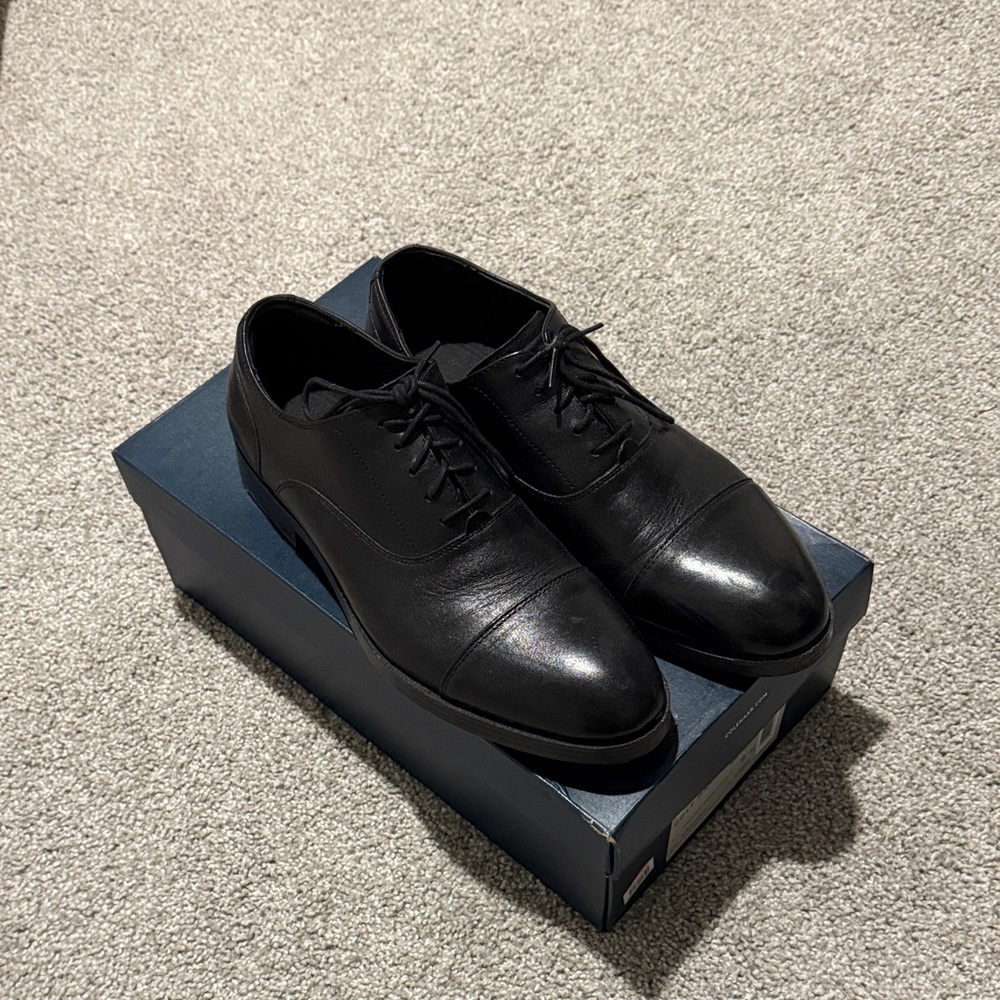 Cole Haan Black Leather Oxfords